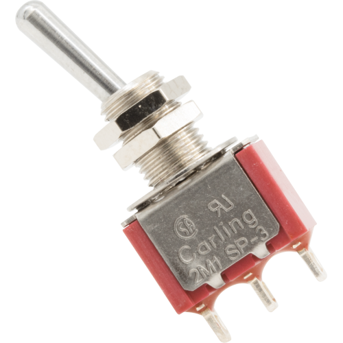 Switch - Carling, Mini Toggle, SPDT, 3 Position, Solder Lug image 1